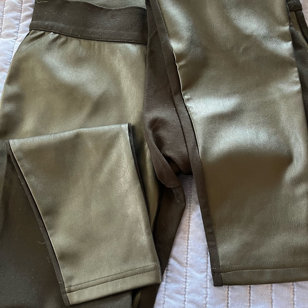Black front “leather” leggings
